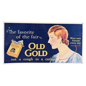 Old Gold Cigarettes - The Favorite of the Fair - Metal Sign 9.5" x 18"‎